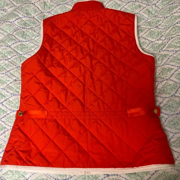 Ralph Lauren Vest- White‎ Quilted Orange Lining Full Zip Women Medium - Picture 7 of 13